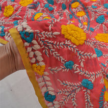 Load image into Gallery viewer, Sanskriti Peach Heavy Dupatta Georgette Handmade Traditional Phulkari OOAK Stole
