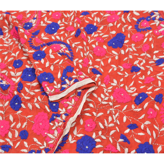 Sanskriti Vintage Heavy Dupatta Georgette HandmadeTraditional Phulkari OOAK Stole