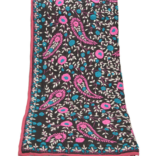 Sanskriti Vintage Heavy Dupatta Georgette Handmade Traditional Phulkari OOAK Stole