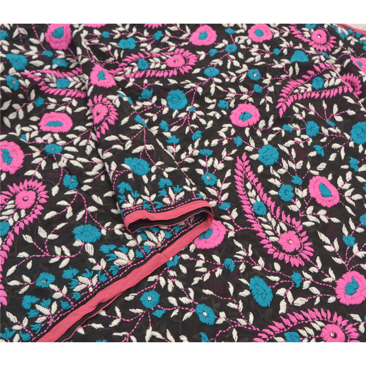 Sanskriti Vintage Heavy Dupatta Georgette Handmade Traditional Phulkari OOAK Stole