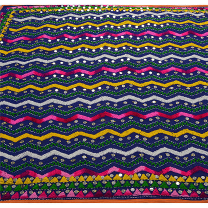 Sanskriti Vintage New Blue Heavy Dupatta Georgette OOAK Hand Embroidered Phulkari Stole