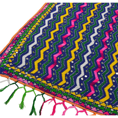 Sanskriti Vintage New Blue Heavy Dupatta Georgette OOAK Hand Embroidered Phulkari Stole