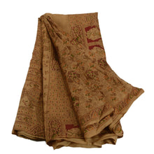 Load image into Gallery viewer, Vintage Human Printed Cultural Saree 100% Pure Silk Craft Fabric Saffron Sari
