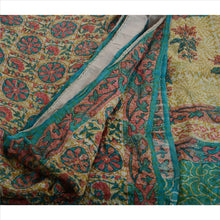 Load image into Gallery viewer, Vintage Indian 100% Pure Georgette Silk Saree Cream Printed Sari Craft Fabric
