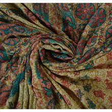 Load image into Gallery viewer, Vintage Indian 100% Pure Georgette Silk Saree Cream Printed Sari Craft Fabric
