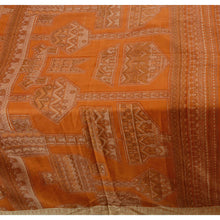 Load image into Gallery viewer, Sanskriti Vintage Indian Floral Printed Saree 100% Pure Silk Craft Fabric Saffron Sari
