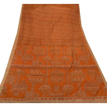 Load image into Gallery viewer, Sanskriti Vintage Indian Floral Printed Saree 100% Pure Silk Craft Fabric Saffron Sari
