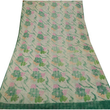 Load image into Gallery viewer, Sanskriti Vintage Indian Floral Painted Saree Art Silk Craft Fabric White Decor 5 Yd Sari
