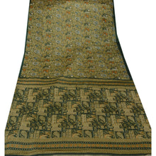 Load image into Gallery viewer, Sanskriti Vintage Indian Elephant Printed Saree Art Silk Craft Fabric Green 5 Yard Sari
