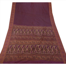 Load image into Gallery viewer, Vintage Indian Paisley Painted Saree Art Silk Craft Fabric Purple 5 Yard Sari
