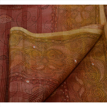 Load image into Gallery viewer, Sanskriti Vintage Indian Paisley Painted Saree Art Silk Craft Fabric Saffron Decor Sari
