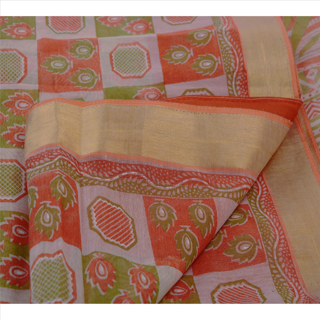Sanskriti Vintage Art Silk Saree Multi Color Floral Printed Sari Craft Fabric