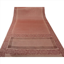 Load image into Gallery viewer, Sanskriti Vintage Indian Floral Painted Saree Art Silk Craft Fabric Peach Sari
