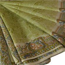 Load image into Gallery viewer, Vintage Indian Floral Printed Saree Silk Blend Craft Fabric Green Decor Sari
