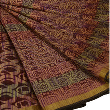 Load image into Gallery viewer, Vintage Indian Paisley Printed Saree Art Silk Craft Fabric Brown Decor Sari
