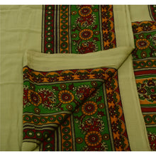 Load image into Gallery viewer, Vintage Indian Floral Printed Saree 100% Pure Cotton Craft Fabric Green Sari
