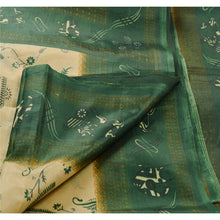 Load image into Gallery viewer, Sanskriti Vintage Indian Art Silk Saree Cream Printed Sari Craft Decor Fabric
