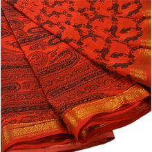 Load image into Gallery viewer, Sanskriti Vintage Printed Saree Art Silk Craft Orange Fabric Zari Border Sari
