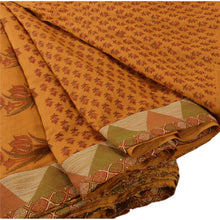 Load image into Gallery viewer, Sanskriti Vintage Cotton Saree Dark Yellow Printed Sari Craft 5 Yard Deco Fabric
