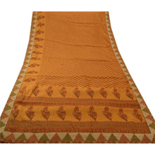 Load image into Gallery viewer, Sanskriti Vintage Cotton Saree Dark Yellow Printed Sari Craft 5 Yard Deco Fabric
