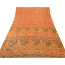 Load image into Gallery viewer, Sanskriti Vintage Antique Vintage Indian Art Silk Saree Yellow Printed Sari Craft Decor Fabric
