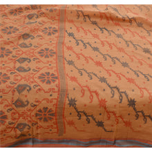 Load image into Gallery viewer, Sanskriti Vintage Cotton Saree Brown Printed Sari Craft 5 Yard Floral Fabric
