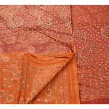 Load image into Gallery viewer, Sanskriti Vintage 100% Pure Cotton Saree Orange Painted Sari Craft 5 Yard Fabric
