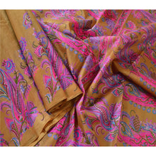 Load image into Gallery viewer, Sanskriti Vintage Silk Blend Saree Brown Paisley Printed Sari Craft Soft Fabric
