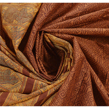 Load image into Gallery viewer, Sanskriti Vintage 100% Pure Cotton Saree Brown Printed Sari Craft 5 Yard Fabric

