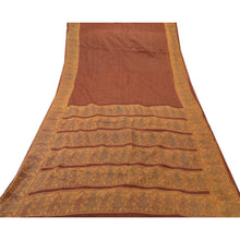 Load image into Gallery viewer, Sanskriti Vintage 100% Pure Cotton Saree Brown Printed Sari Craft 5 Yard Fabric
