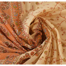 Load image into Gallery viewer, Sanskriti Vintage Cotton Saree Cream Floral Printed Sari Craft 5 Yard Fabric
