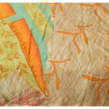 Load image into Gallery viewer, Sanskriti Vintage China Silk Saree Cream Printed Sari Craft 5 Yard Decor Fabric
