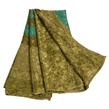 Load image into Gallery viewer, Sanskriti Vintage China Silk Saree Green Printed Sari Craft Soft Silky Fabric
