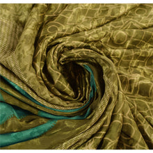 Load image into Gallery viewer, Sanskriti Vintage China Silk Saree Green Printed Sari Craft Soft Silky Fabric
