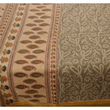 Load image into Gallery viewer, Sanskriti Vintage Indian Cotton Saree Cream Paisley Printed Sari Craft Fabric
