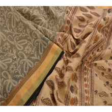 Load image into Gallery viewer, Sanskriti Vintage Indian Cotton Saree Cream Paisley Printed Sari Craft Fabric
