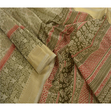 Load image into Gallery viewer, Sanskriti Vintage Painted Saree Cotton Craft Green Fabric Golden Border 5 Yard Sari
