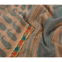 Load image into Gallery viewer, Sanskriti Vintage Cotton Blend Saree Cream Printed Sari Craft 5 Yard Fabric
