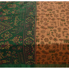 Load image into Gallery viewer, Sanskriti Vintage Art Silk Saree Brown Floral Painted Sari Craft 5 Yard Fabric
