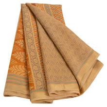 Load image into Gallery viewer, Sanskriti Vintage Indian Cotton Blend Saree Cream Printed Sari Craft Fabric
