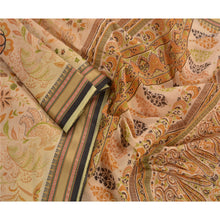 Load image into Gallery viewer, Sanskriti Vintage Cotton Saree Cream Printed Sari Craft 5 Yard Floral Fabric
