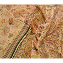 Load image into Gallery viewer, Sanskriti Vintage Cotton Saree Cream Printed Sari Craft 5 Yard Floral Fabric
