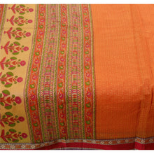 Load image into Gallery viewer, Sanskriti Vintage Indian Cotton Saree Orange Printed Sari Craft 5 Yard Fabric
