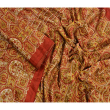 Load image into Gallery viewer, Antique Vintage Art Silk Saree Orange Floral Printed Sari Craft 5 Yard Fabric
