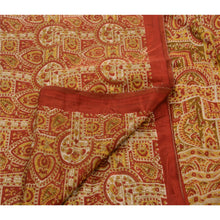 Load image into Gallery viewer, Antique Vintage Art Silk Saree Orange Floral Printed Sari Craft 5 Yard Fabric
