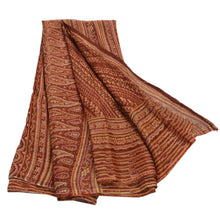 Load image into Gallery viewer, Art Silk Saree Brown Floral Printed Sari Craft 5 Yard Fabric

