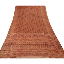 Load image into Gallery viewer, Art Silk Saree Brown Floral Printed Sari Craft 5 Yard Fabric
