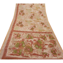 Load image into Gallery viewer, Cotton Saree Cream Floral Printed Sari Craft Decor Fabric
