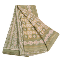 Load image into Gallery viewer, Sanskriti Vintage 100% Pure Cotton Saree Green Printed Sari Craft 5 Yard Fabric
