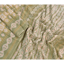 Load image into Gallery viewer, Sanskriti Vintage 100% Pure Cotton Saree Green Printed Sari Craft 5 Yard Fabric
